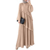 Modest Layered Plisse Patchwork Muslim Maxi Dress, Women's Lantern Sleeve Elegant Abaya, Islamic Hijab Pleated Robe Femme
