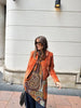 Chic Orange Velvet Lapel Short Jacket Women Solid Loose Single Breasted Full Sleeves Pockets Jackets Lady Casual Daily Wear