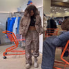 Casual Women's Polka Dot Padded Cotton Coat Pant Suit Hooded Full Sleeve Zipper Coats Straight Pants Winter Lady Ski Set