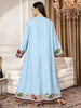 Plus Size Middle Eastern Gown Western V-Neck Printed Women's Dress for Commute Loose Vacation Style Long Sleeve Dress