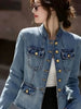 Women's Denim Jacket Spring Autumn Stand-up Collar Comfortable Lady Outerwear Long Sleeve Temperament Ladies Cowboy Coat