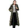 Female Winter Over Knee Loose Large Fur Collar Hooded Warm Thick Parkas Long Down Cotton Plus Size Parkas Coat Women Padded Coat