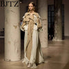 Niche Lace Splicing Design Blazer Sense Spring Women Highend Belted Jacket Slim Long Irregular Suit Trench Coat