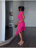 Vintage Chic Dress Stylish Ruched Fringe Women Knit Gown Designers Glamorous Elegant Modest Female Spring Outfits