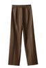 Minimalist PU Leather Casual Pants for Women Autumn Loose Floor Length Straight Slit Female Trousers 12343250