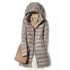Outerwear Winter Women Korean Slim Remove Hooded Parka Down Jackets Long Light Thin Coat Puffer Jacket