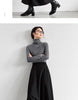 Black Wide-Leg Pants Autumn Flowy Ankle-Length Side Zipper Detail Trousers Office Lady Commuter Bottoms A1738