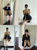 Original Design Blazer Women Loose Spliced Pocket Korean Shrug Notched Single Breasted Blazer Mujer Femal with Belt