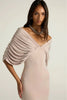 Women Off-shoulder Ruched Sexy Maxi Dress Elegant Deep V Neck Draped Sleeve Bodycon Club Party Long Dresses Female