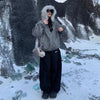 American Vintage Y2K Wide Leg Trousers Women Winter Thicken Plus Velvet Warm Pants Female High Waist Baggy Sweatpants