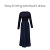 Women Autumn and Winter Crinkle Dress Knitting Patchwork Elegant Lady Maxi Dress