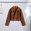 Urban Solid Pu Leather Women Jacket Street Stand Collar Long Sleeve Female Outwear Autumn Winter Lady Streetwear