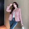 All-Match Tweed Coat Female Elegant O-Neck Cropped Jacket Women Spring Autumn Korean Small Fragrance Jacket Outwear