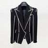 High Street Designer Jacket Women's Fringed Tassel Slim Fitting Blazer