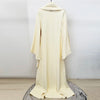 High Street Designer Party vestido Women's Flare Sleeve Scarf Pearls Beaded Maxi Long Dress