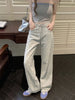 Women Blue Baggy Plaid Jeans Vintage Y2k Cowboy Pants Harajuku Aesthetic Denim Trousers Trashy Japanese 2000s Style Clothes