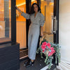 Casual Solid Knit Top Pants Set Women Stand Collar Full Sleeve Sweater Wide Leg Trousers Sets Autumn Lady Suit