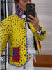 Retro Reversible Quilted Padded Jacket Women Color Block Print Pocket Button Coat Autumn Winter Lady Outerwear