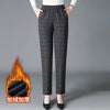 Korean Women Vintage Slim Pants Spring Autumn Streetwear Elastic High Waist Stripe Plaid Straight Casual Trousers
