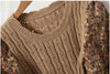 Autumn Winter Korean Patchwork Bandage Long Sleeved Knitted Dress Women's Slim Sweet Corduroy Flower Dresses