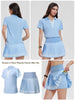 Women 2 Pieces Athletic Skirt Set Outfits V Neck Polo Shirts High Waisted Pleated Tennis Skirts Golf Pickball Dress