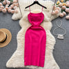 Chic Pearl Design Knitted Women Dress Sexy Wrap Hips Bodycon Party Dress Basic Fall Streetwear Outfits Vestido