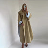 Oversize Women's Stand Collar Trench Coat Full Sleeved Single Breasted Pocket Side Split Long Windbreaker Autumn Lady Outwear