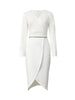 Spring and Autumn Women's Clothing, Solid Color V-Neck Slit Dress, Elegant and Slim-Fitting French-Style Dress for Work