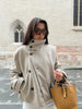 Women's Autumn Winter Stand Collar Thick Jackets Autumn Female Single Breasted Loose Long Sleeve Coats Lady Short Outwear