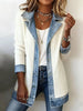 Women Coats Autumn Spring Turn Down Collar Metalic Button Patchwork Slim Basic Jackets XXYL-6416