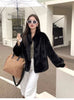 Autumn Winter Female Lamb Wool Faux Fur Tops Coat Women Stand Collar Short Fur Jacket Ladies Long Sleeves Plush Outerwear