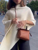 Irregular Draping Knitted Shawl Jumper Knitwear Loose Elegant Cape French Minimalist Cloak Knit Sweater Women Top Spring