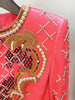 High Street F/W Designer Runway Women's Long Sleeve Sequined Pearls Beaded Velvet Dress