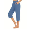 Casual Loose Elastic Pocket Pure Color Women's Seven-Foot Pants Simple Design Comfortable Fit Long Trousers