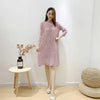 Women Pleated Single Breasted Dress Stand Theree Quarter Sleeve Tide Spring 2F0095