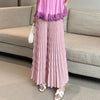 Pleated Elastic Waist Women's Wide Leg Pants Chic Elegant Design Handmade Pleated Stretch Loose Long Pants 2DB3646