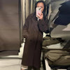 Women's Coat Brown Tweed Wool & Blends Coats Demi-Season Outerwears Oversize Long Coat Woman Peacoat Long Sleeve Overcoats