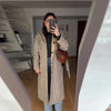 Vintage Khaki Reversible Plaid Trench Coat Women Loose Lapel Single Breasted Pocket Full Sleeve Jacket Autumn Lady Outwear