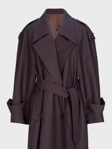 Spring Autumn Oversized Khaki Extra Long Dark Purple Trench Coat for Women Double Breasted Elegant Overcoat