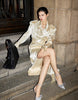 Spring Autumn Long Shiny Flowy Soft Satin Trench Coat for Women Belt Double Breasted Elegant Designer Closthes