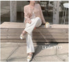 Women's Short Jacket Spring Autumn Round Neck Temperament Tweed Lady Outerwear Long Sleeve Ladies Leisure Coat