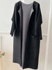 Women Solid Color Open Stitch Long Sleeve Trench Female Loose Pleated Windbreaker Spring 2J485