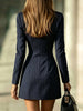 Women Striped Blazer Dress Lapel Double Breasted Long Sleeve Bodycon Mini Dress Elegant Office Work Party Slim Suit Dresses