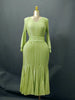 Womens Plus Size Pleated Elegant Maxi Long Sleeve Dress with Sequin Belt and Patchwork Hem for Wedding Guest