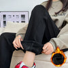 Women's Winter Fleece Jeans Thicken Warm Soft Loose Straight Korean Denim Pants Female Plush Velvet Wide Leg Pants