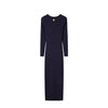 Spring Autumn Metal Deco Knitted Dress For Women Round neck Long Sleeve Split Slim Mid Length Sweater Dresses