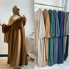 Dubai Corduroy Abaya for Muslim Women Eid Ramadan Modest Dress Loose Large Elegant Gown Islam Clothing Turkey Solid Robe