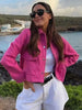 Jackets For Womens Autumn Solid Front Pockets Button Long Sleeve Jacket Elegant Woman Casual Outerwear Coat