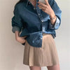 Korean Loose Casual Women's Denim Shirt Vintage Outerwear Spring Blusas Tops Long Sleeve Thin Casual Coats Street