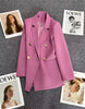 Blazer Coat Metal Buckle Small Suit Jacket Women Clothing Double Breasted Long Sleeve Office Lady Elegant Blazers